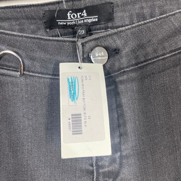 For4 New York Los Angeles Size 23 Iris Fray Bottom Skinny Jeans Black Slit Ankle - Picture 4 of 9
